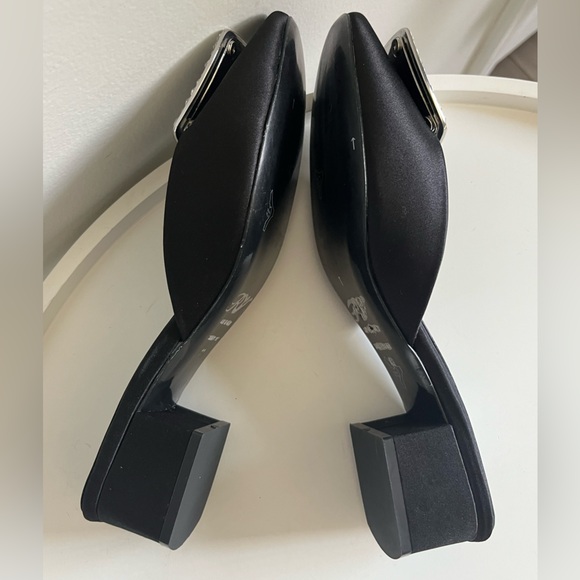 ROGER VIVIER PARIS Chips Strass Embellished Black Satin Slip On Mule Shoes 9 - Picture 10 of 15